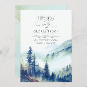 Mountains Forest Fog Evening Nature Birthday Invitation