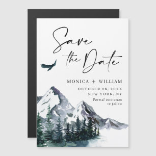 Mountains Forest Save the Date Magnetic Card