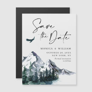 Mountains Forest Save the Date Magnetic Card