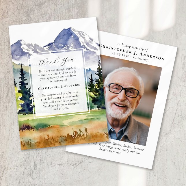 Mountains Forest Sympathy Memorial Funeral Thank You Card (Creator Uploaded)