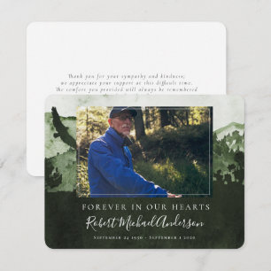 Mountains Forever in Our Hearts Photo Funeral Thank You Card