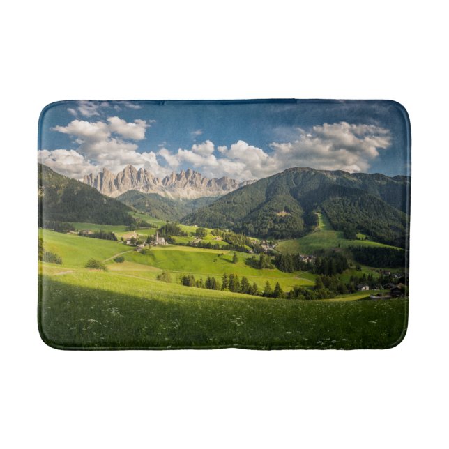 Mountains | Funes Valley, Dolomites, Italy Bath Mat (Front)
