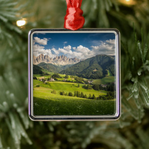 Mountains Funes Valley, Dolomites, Italy Metal Ornament