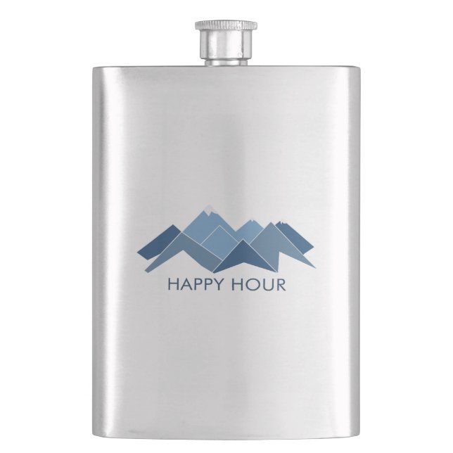 Mountains Happy Hour Hip Flask (Front)