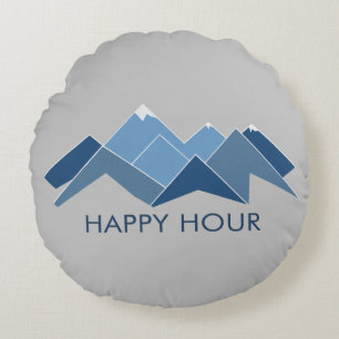 Mountains Happy Hour Round Pillow