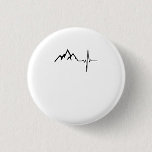 Mountains Hiking Heartbeat 1 Inch Round Button