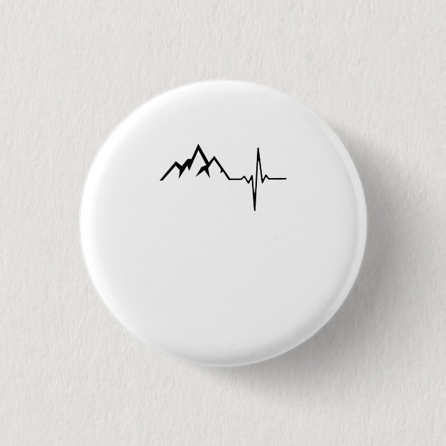Mountains Hiking Heartbeat 1 Inch Round Button (Front)