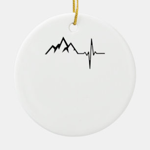 Mountains Hiking Heartbeat Ceramic Ornament