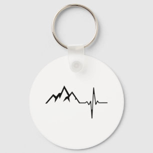 Mountains Hiking Heartbeat Keychain