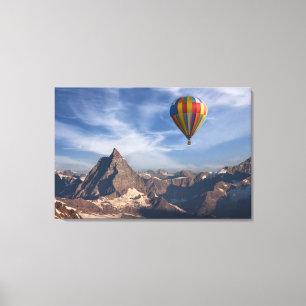 Mountains   Hot Air Balloon Matterhorn Swiss Alps Canvas Print