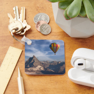 Mountains   Hot Air Balloon Matterhorn Swiss Alps Keychain