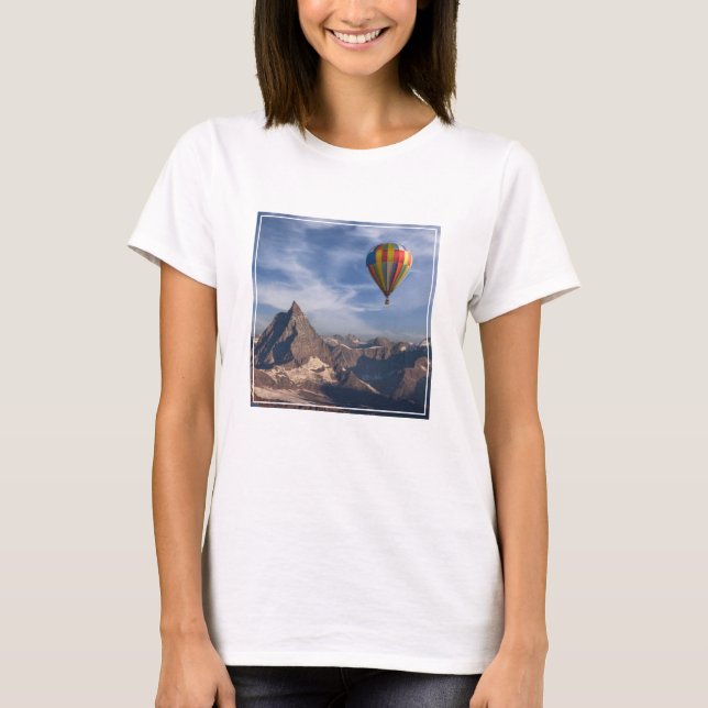 Mountains | Hot Air Balloon Matterhorn Swiss Alps T-Shirt (Front)