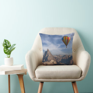 Mountains   Hot Air Balloon Matterhorn Swiss Alps Throw Pillow