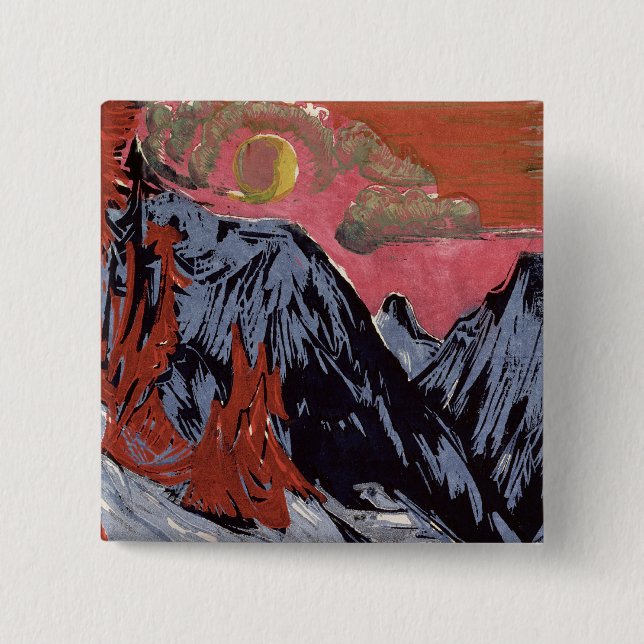Mountains in Winter, 1919 2 Inch Square Button (Front)