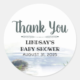 Mountains Lake Adventure Thank You Classic Round Sticker