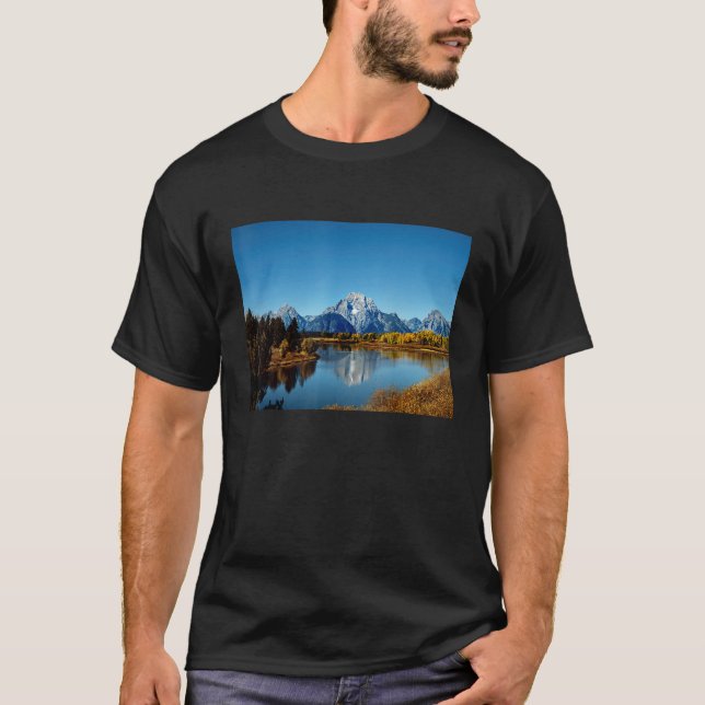 Mountains Lake Reflection Grand Teton National Par T-Shirt (Front)