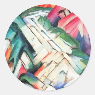 Mountains (Landscape) by Franz Marc, Vintage Art Classic Round Sticker