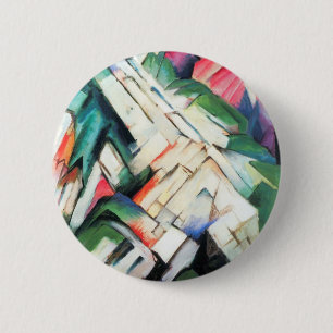 Mountains Landscape by Franz Marc, Vintage Cubism 2 Inch Round Button