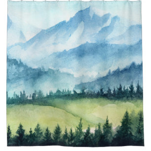 Mountains landscape, watercolor artistic illustrat