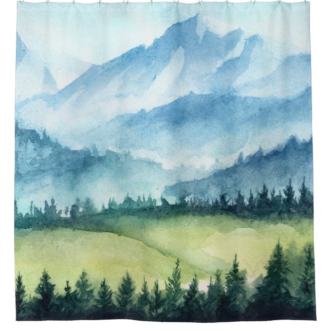 Mountains landscape, watercolor artistic illustrat (Front)