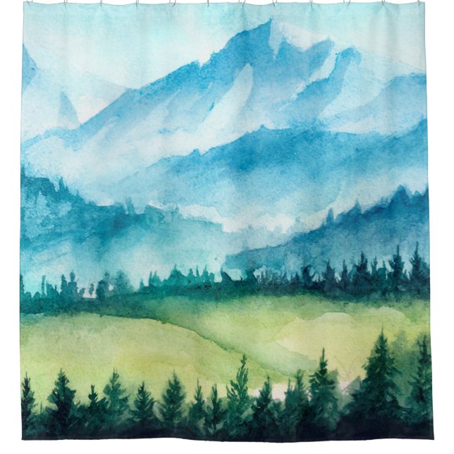 Mountains landscape. Watercolor illustration. (Front)