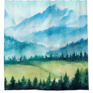 Mountains landscape. Watercolor illustration.