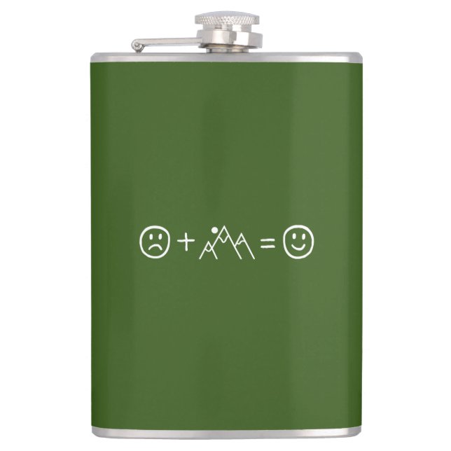 Mountains Make You Happy Hip Flask (Front)