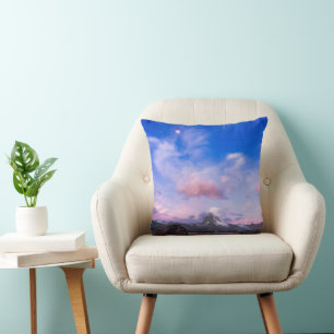 Mountains Matterhorn & Lake Stellisee Throw Pillow