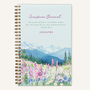Mountains & Meadows Blue & Purple Scripture Notebook