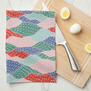 Mountains, mosaic, collage, hand drawn, dish kitchen towel