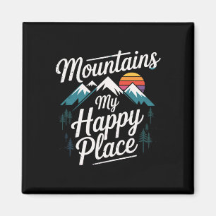 Mountains My Happy Place Mountain Trail Hiking  Magnet