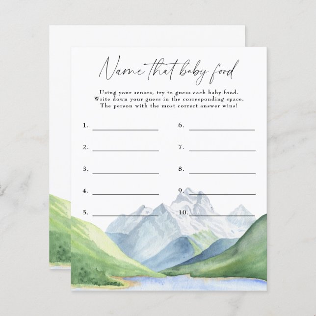 Mountains - Name that baby food game (Front/Back)