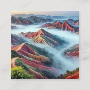 Mountains Nature Outdoors Landscape Calm Peaceful  Square Business Card