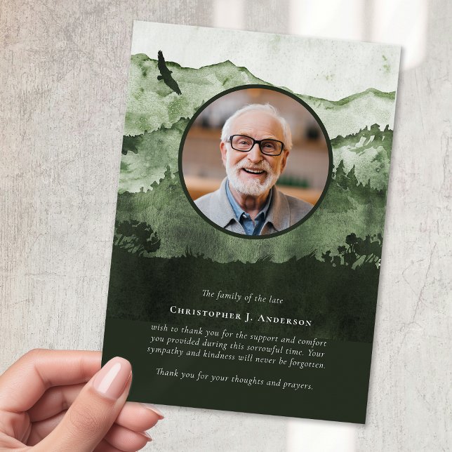 Mountains Nature Photo Sympathy Funeral Memorial Thank You Card (Creator Uploaded)