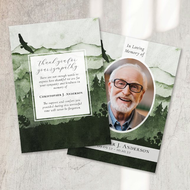 Mountains Nature Photo Sympathy Funeral Memorial Thank You Card (Creator Uploaded)