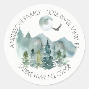Mountains   New Home Address Label Sticker