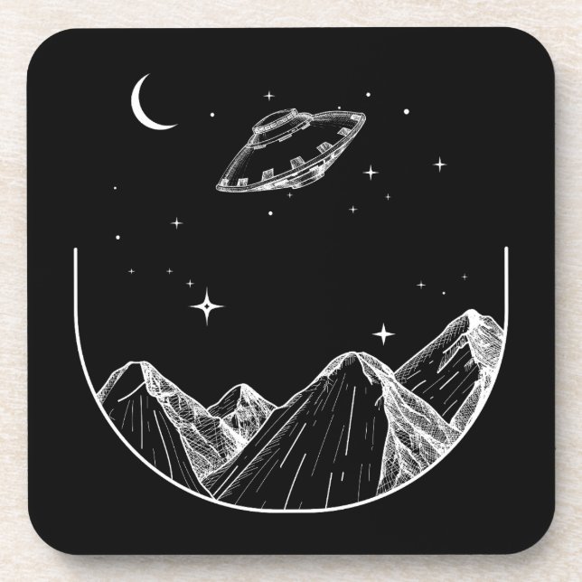 Mountains Night Sky UFO Coaster (Front)