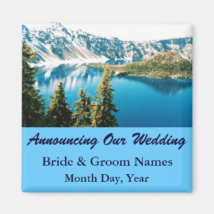 Mountains on Lake Wedding Save the Date Magnet