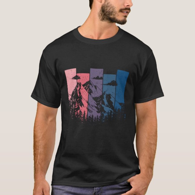 Mountains Outdoor Camg Distressed T-Shirt (Front)