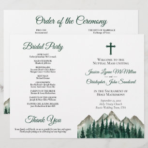 Mountains & Pine DIY Fold Catholic Wedding Program