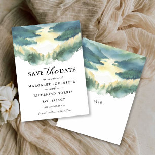 Mountains Pine Tree Boho Rustic Save The Date Invitation