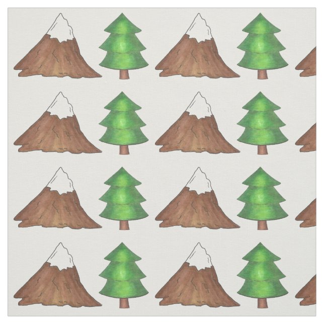 Mountains Pine Tree Trees Camping Climbing Nature Fabric (Swatch)