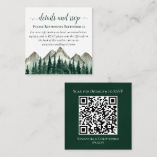 Mountains & Pine Wedding Details & RSVP QR Code Enclosure Card