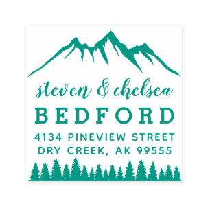 Mountains & Pines Married Couple Return Address Self-inking Stamp