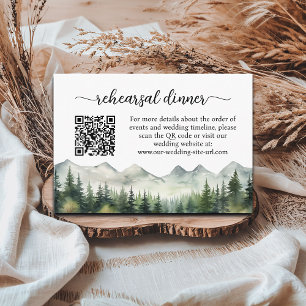 Mountains Pines QR Code Rehearsal Dinner Enclosure Card