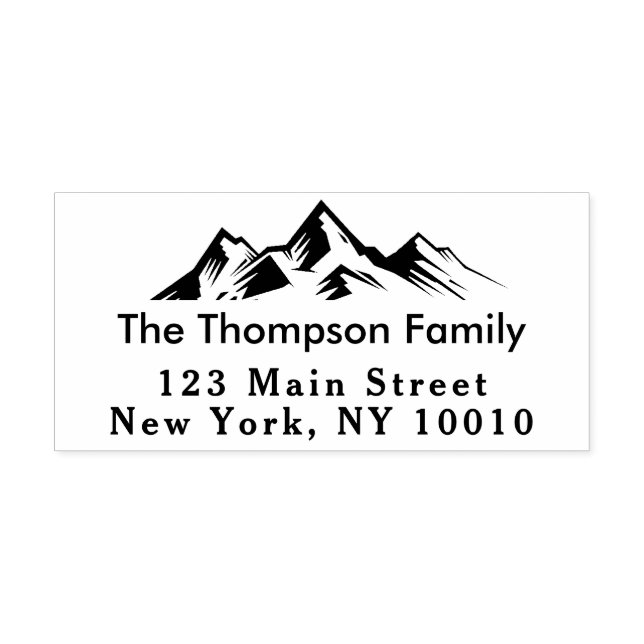 Mountains Return Address Family Name Custom Rubber Stamp (Imprint)