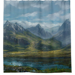 Mountains river grass pasture