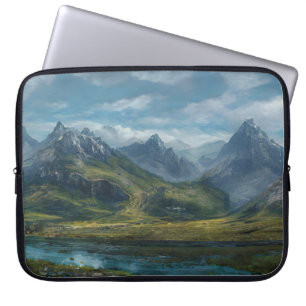Mountains river grass pasture laptop sleeve
