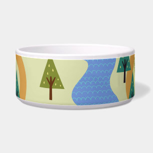 Mountains, rivers, forest, car pattern.