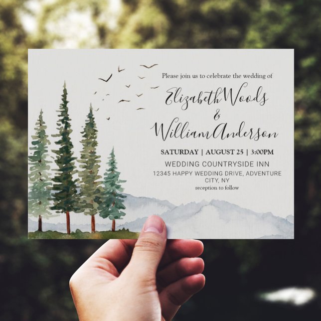 Mountains - Rustic Pine Forest Wedding  Invitation (Creator Uploaded)